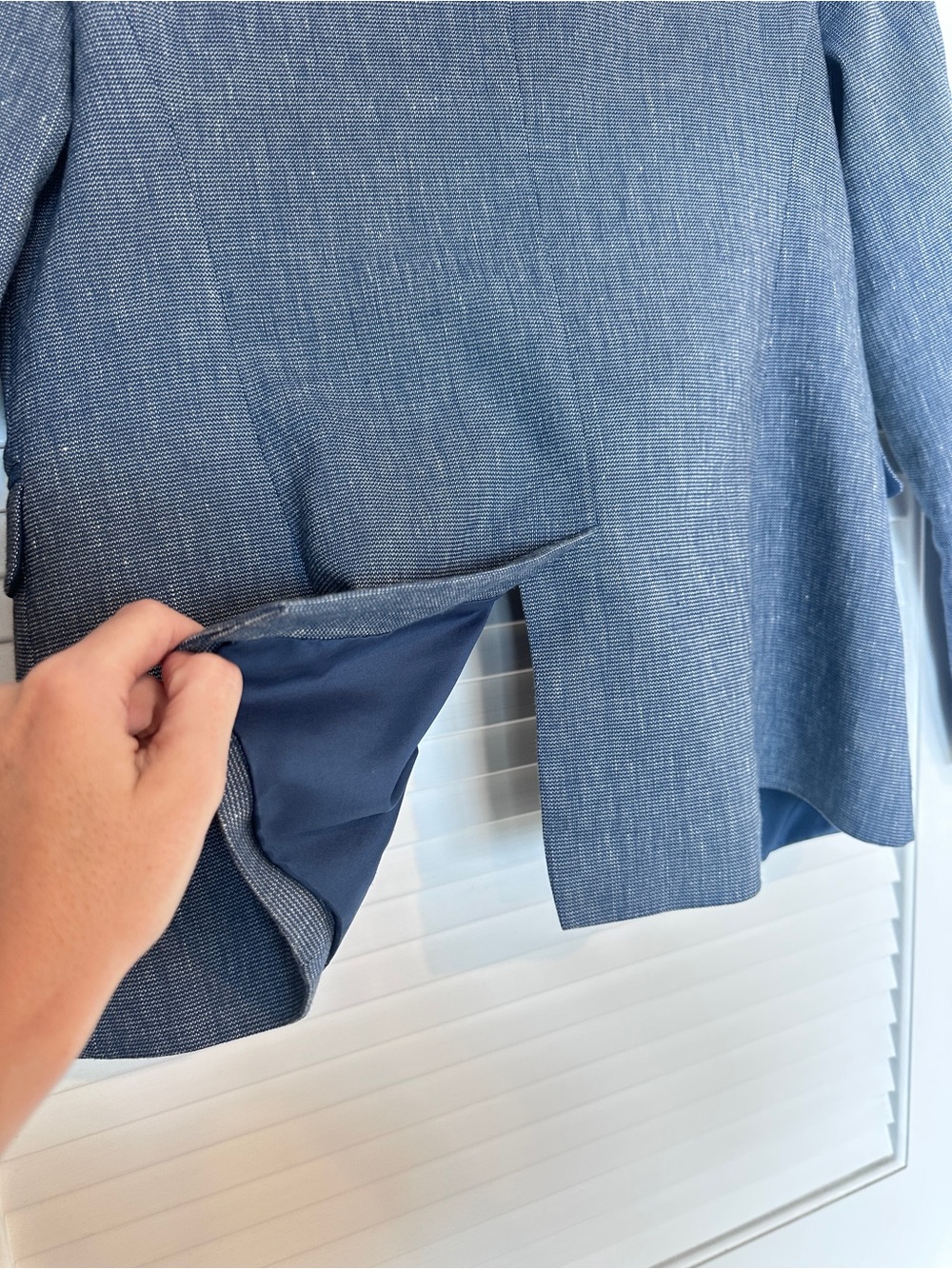 LOFT Chambray Linen Blend Classic Tailored Single Button Blazer Jacket 2 - Picture 16 of 16